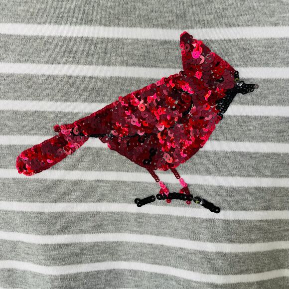 Quacker Factory Gray Knit Sequin Cardinal V Neck Pullover top size 1X - Picture 4 of 11